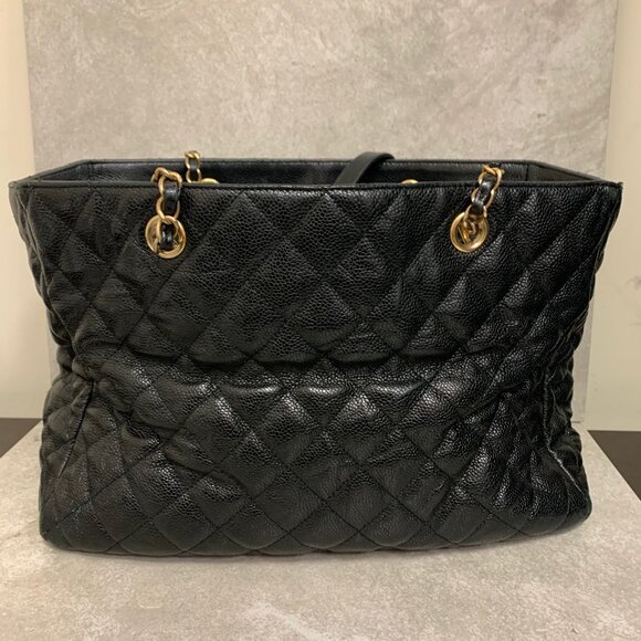 CHANEL TWO TONE CC TOTE VINTAGE LARGE HANDBAG AUTHENTIC - Picture 2 of 11